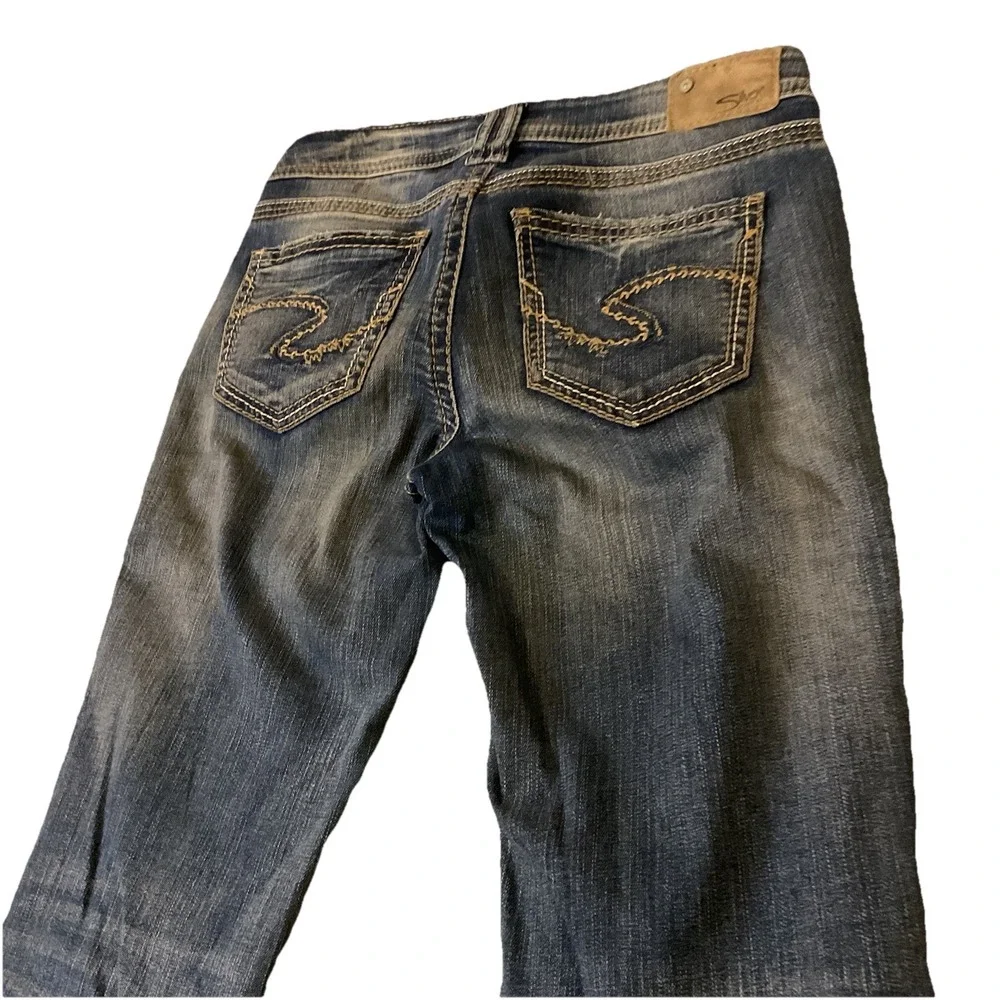 Y2K Silver Jeans AIKO MID FLARE Super Stretch Jeans Tag 25 x 32 (25x31) - Picture 8 of 14